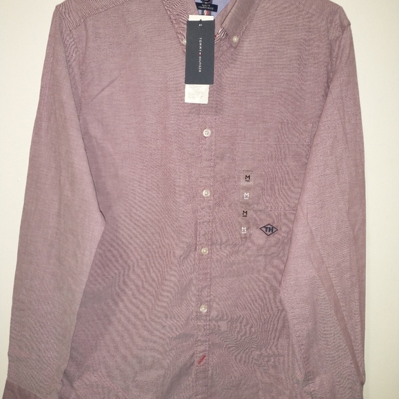 Tommy Hilfiger Men's Shirt, Medium,Red/white - Picture 2 of 4